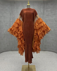 Luxury Plissé Winged Kaftan Dress