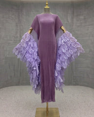 Luxury Plissé Winged Kaftan Dress