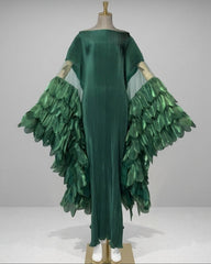 Luxury Plissé Winged Kaftan Dress