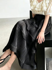 Sculptural Plissé Flare Skirt
