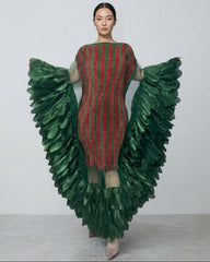 Luxury Plissé Ruffle-Trim Dress