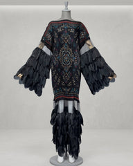 Luxury Plissé Petal Kaftan Dress