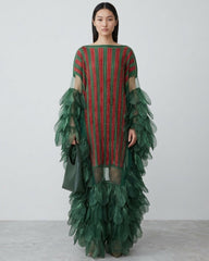 Luxury Plissé Ruffle-Trim Dress