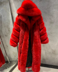 Women's Fox Fur Hooded Coat