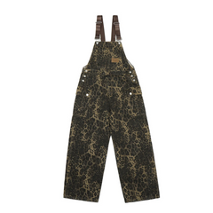 Women's Retro Leopard Print Cargo Denim Overalls