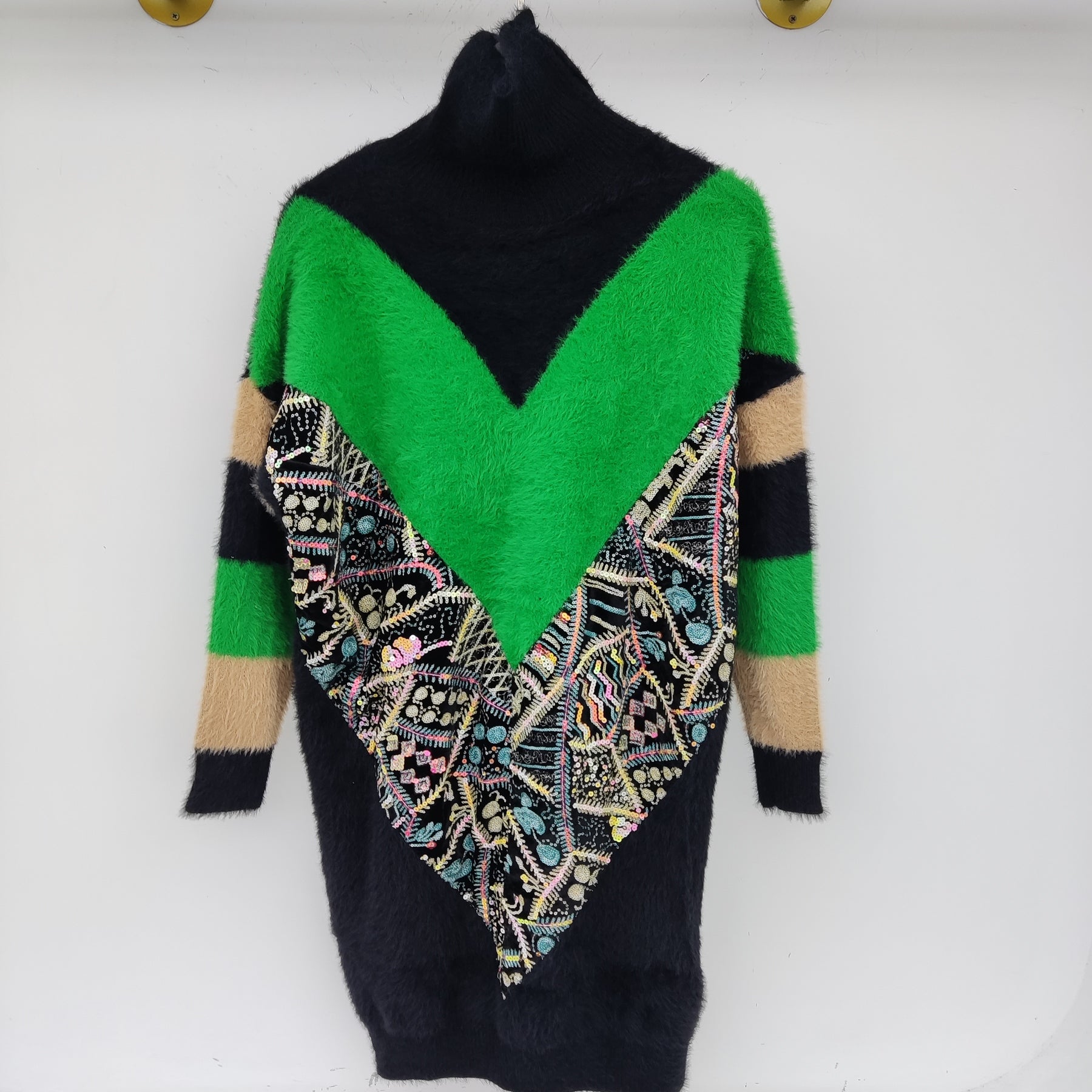 Turtleneck Sequin Sweater Dress