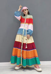 New Popular Chic Colorful Striped Dress