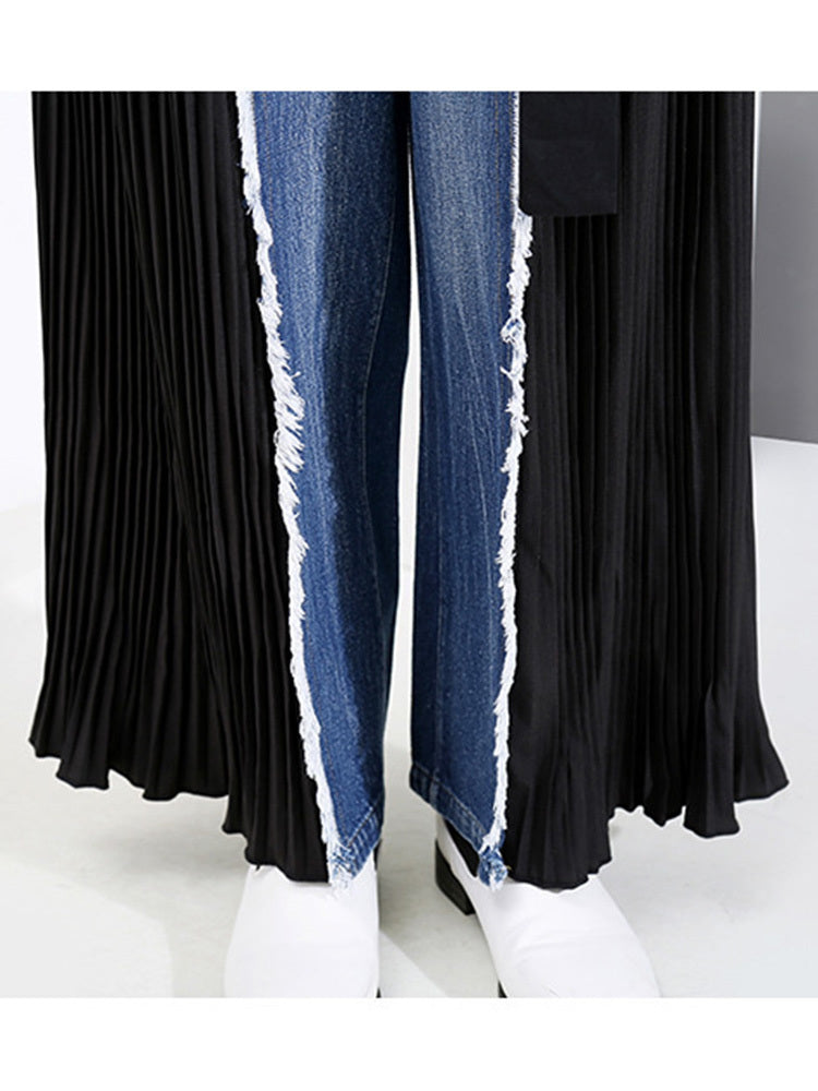 High Waisted Pleated Trouser Jeans