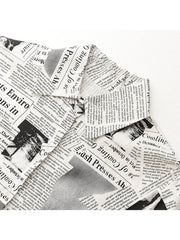 Oversized Newspaper Print Blouse