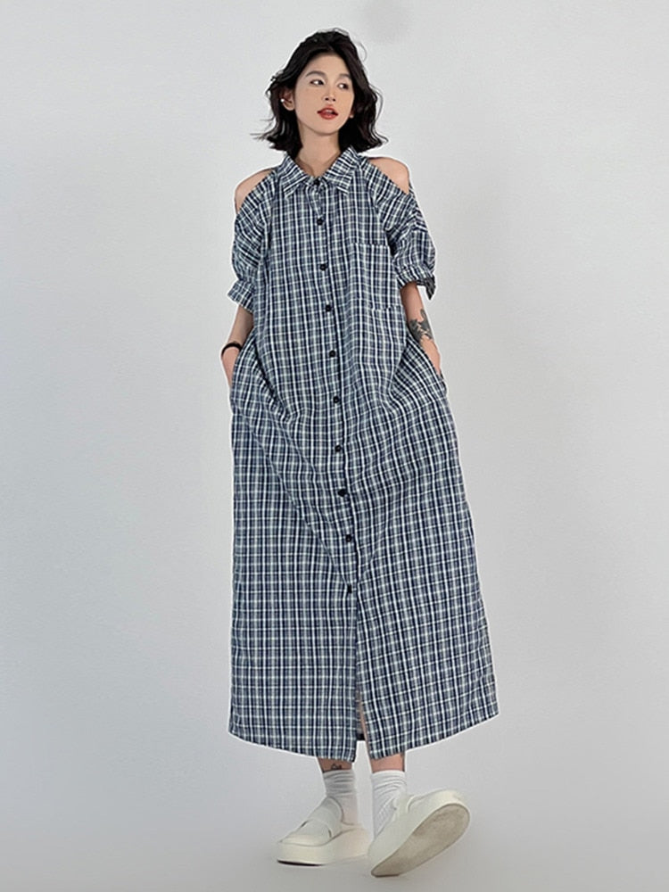 Timeless Chic Checkered Off Shoulder Dress