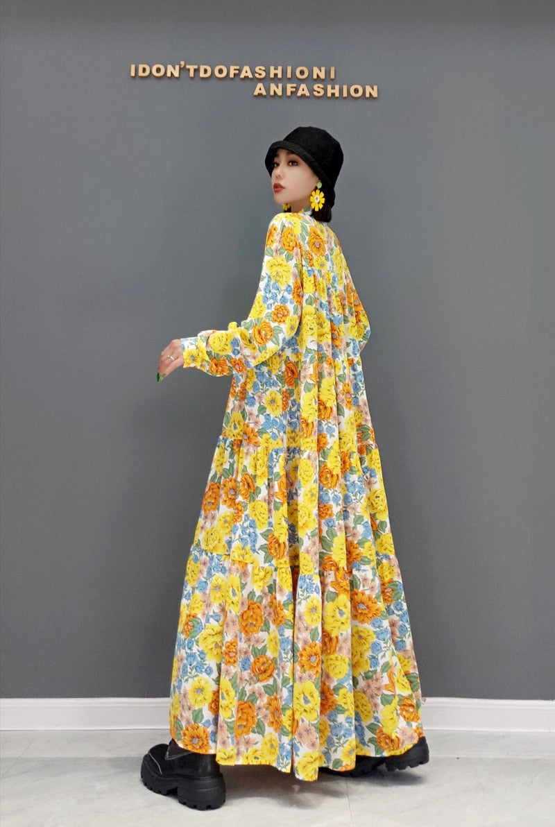 Yellow Floral Oversized Dress