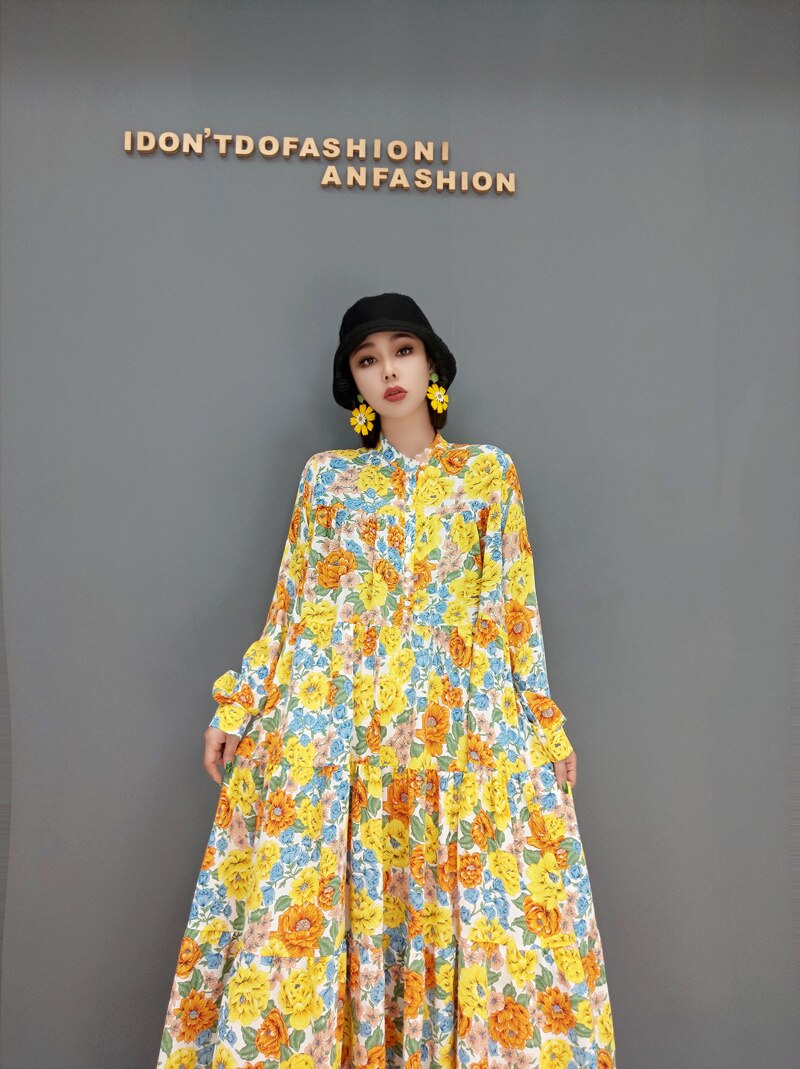 Yellow Floral Oversized Dress
