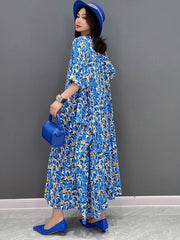Nicolette Boho Floral Blue Dress