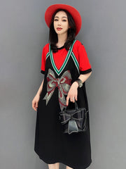 Luxe Scarlet Ribbon Shirt Dress
