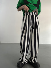 Luxe Stripe Print Loose Elastic Waist Pants