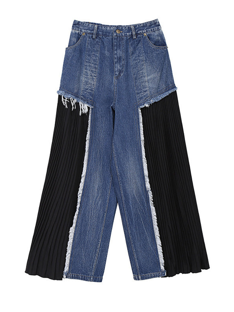 High Waisted Pleated Trouser Jeans