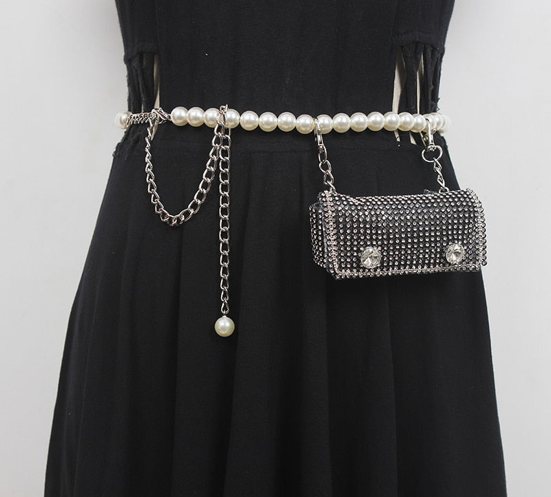 Elegant Handmade Pearl Belt Bag
