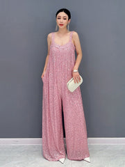 Glamour Chic Luxe Pink or Silver Sequin Romper