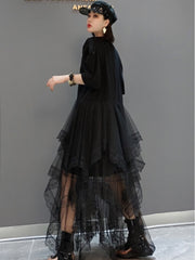 Polly Oversized Black Mesh Dress