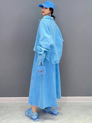 Sky Blue Denim Coat & Sleeveless Dress 2-Piece Set