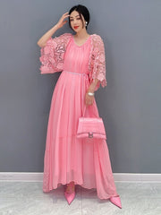 Haute Couture Pink Floral Dress