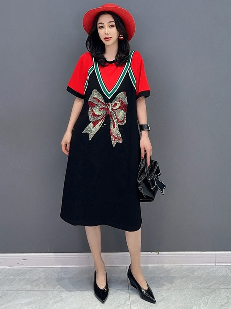 Luxe Scarlet Ribbon Shirt Dress