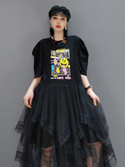 Polly Oversized Black Mesh Dress